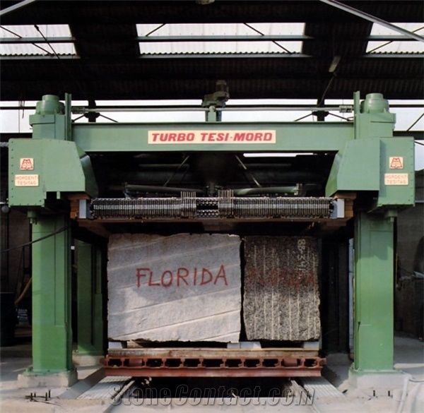 Turbomord Multiblades Gang-Saw with Rectlinear Motion Block Cutter