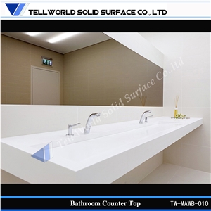 Artificial Marble White Wash Basin with Countertop Artificial Marble White Wash Basin with Countertop