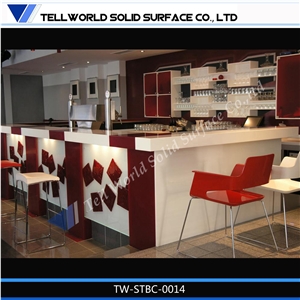 Pure Acrylic Solid Surface Bar Table,Modular Decoration Red Stone