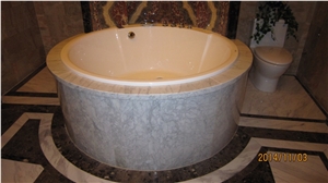 Backed with Stone Honeycomb Panels Round Bathtub