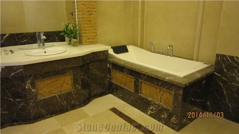 Backed with Stone Honeycomb Panels Round Bathtub