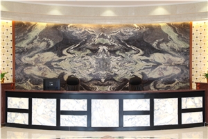 Yellow Onyx Stone Wallling Panel with Bookmatch for Lobby Background Wallling Panel