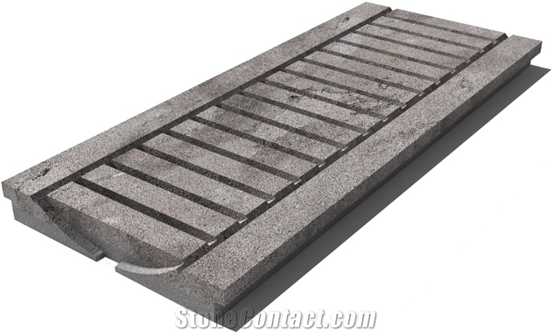 Grey East Drain Grate 610x250x30 mm, Prof. 9C, Sandblasted