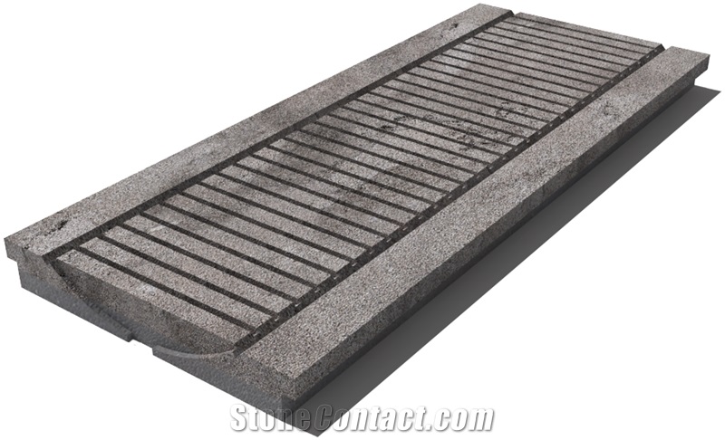 Grey East Drain Grate 610x250x30 mm, Prof. 9D, Sandblasted