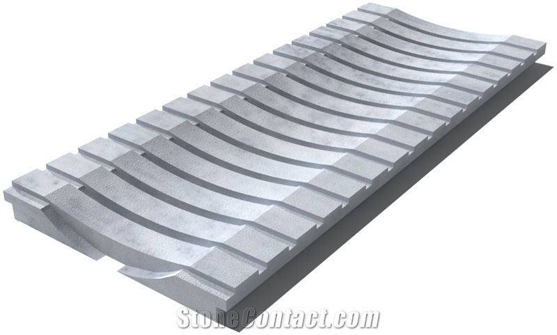 Kavala White Marble Drain Grate 610x250x30 mm, Prof. 1C3, Sandblasted
