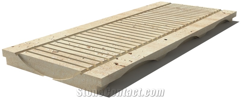 Travertine Drain Grate 610x250x30 mm, Prof. 0DU, Sandblasted