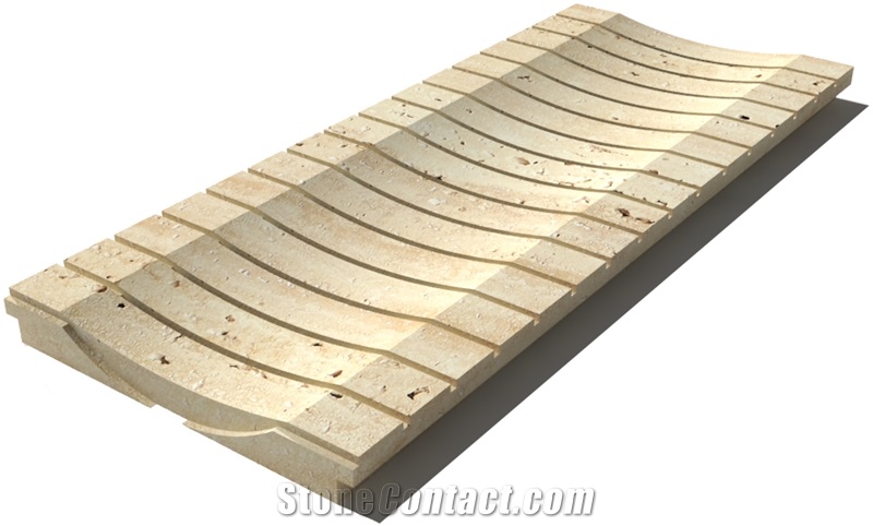 Travertine Drain Grate 610x250x30 mm, Prof. 1B3, Sandblasted