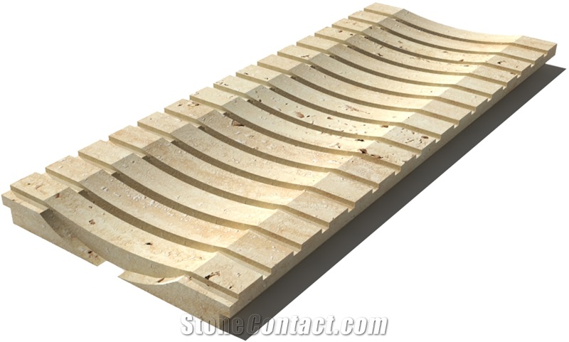 Travertine Drain Grate 610x250x30 mm, Prof. 1C3, Sandblasted