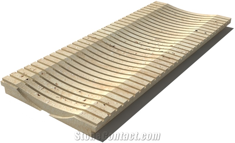 Travertine Drain Grate 610x250x30 mm, Prof. 1D3, Sandblasted