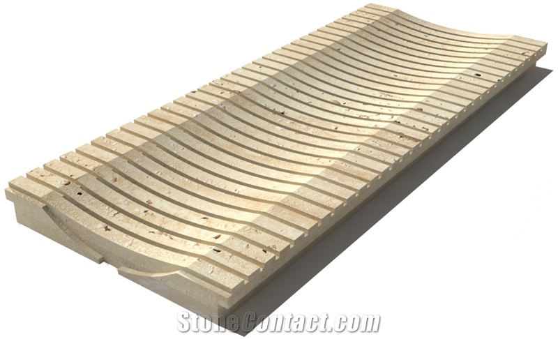 Travertine Drain Grate 610x250x30 mm, Prof. 8D3, Sandblasted