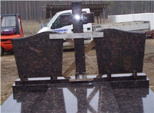 Tan Brown Granite Cross Shape Monument & Tombstone,Best Selling Brown Material Tombstone ,India Brown Headstone ,India Brown Monuments