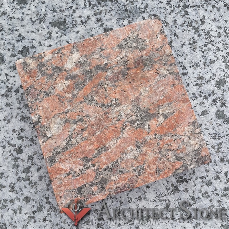 Kapustinsky Red Granite Pavers 10x10x3,5,10 Flamed
