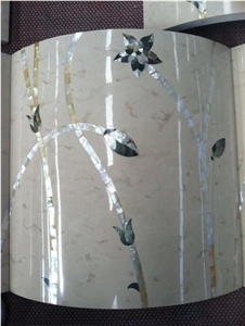 beige marble water-jet column good design