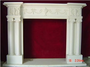 China Eastern White Marble Fireplace Mantel- Modern Style