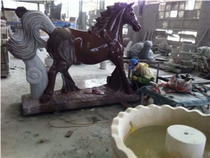 Granite Horse Animal Sculptures for Garden Landscape