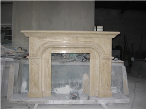 Light Brown Marble Simple Design Fireplace Mantel