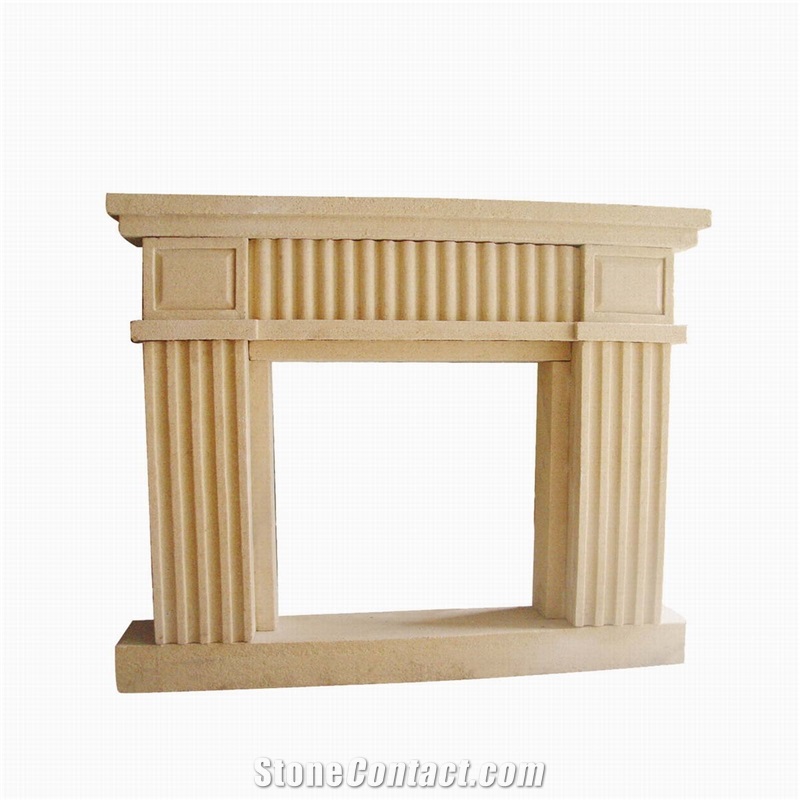 Sichuan Beige Sandstone Modern Style Simple Design Fireplace Mantel