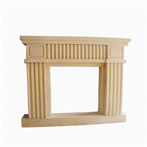 Sichuan Beige Sandstone Modern Style Simple Design Fireplace Mantel