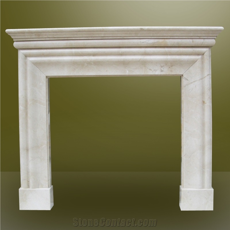 Turkey Beige Marble Fireplace Hearth with Simple Design- Modern Style