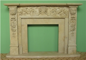 Turkey Beige Marble Fireplace Hearth with Simple Design- Modern Style