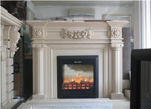 Turkey Beige Marble Fireplace Hearth with Simple Design- Modern Style