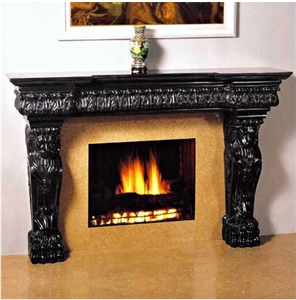 China Marquina Black Marble Fireplace Mantel
