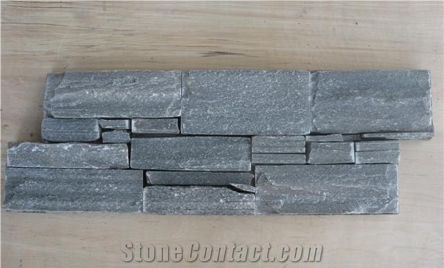 Cement Backed Ledger Panels, Black Quartzite Cultured Stone