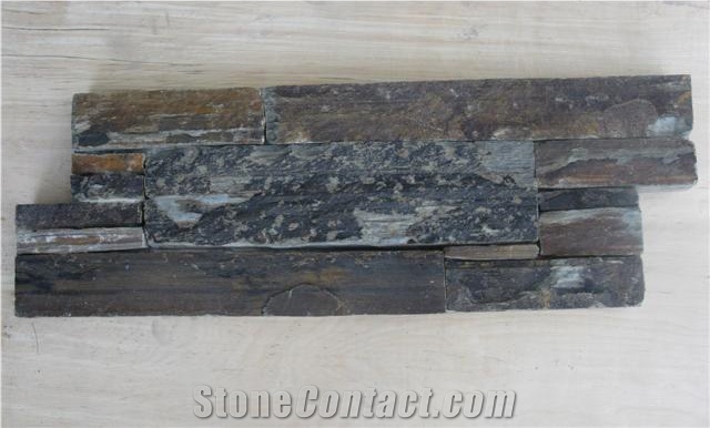 Cement Backed Ledger Panels, Black Quartzite Cultured Stone