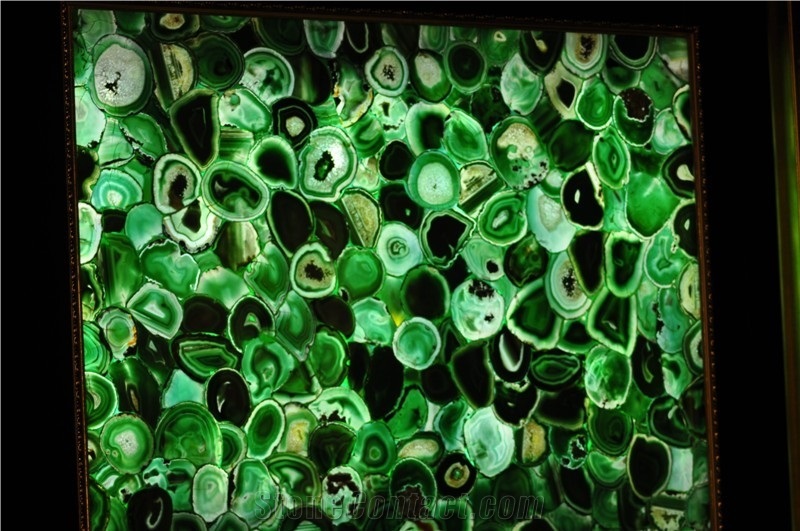 Precious Backlit Green Agated Slab,Semi Precious Slabs