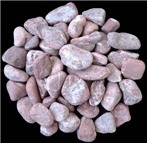 Red Machine-Made Pebble Stone, Red Marble Pebble & Gravel