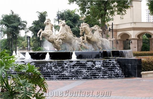 China Granite White Stone Garden Fountains, Exterior Fountains, Water Features, Floating Ball Fountains