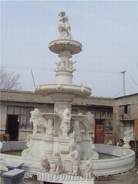 China Granite White Stone Garden Fountains, Exterior Fountains, Water Features, Floating Ball Fountains