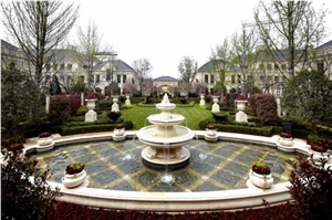 China Granite White Stone Garden Fountains, Exterior Fountains, Water Features, Floating Ball Fountains