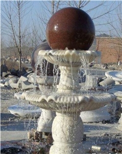 China White Granite Stone Garden Fountains, Exterior Fountains, Water Features, Floating Ball Fountains
