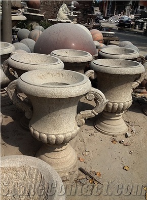 China Yellow Granite Flower Pots,Planter Pots,Flower Stand,Planter Boxes,Flower Vases