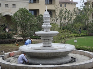 White Stone Garden Fountains, Exterior Fountains, Water Features, Floating Ball Fountains