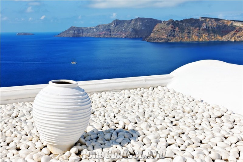 Thasos Snow White Pebble 4-8cm, Thassos White Marble Pebbles
