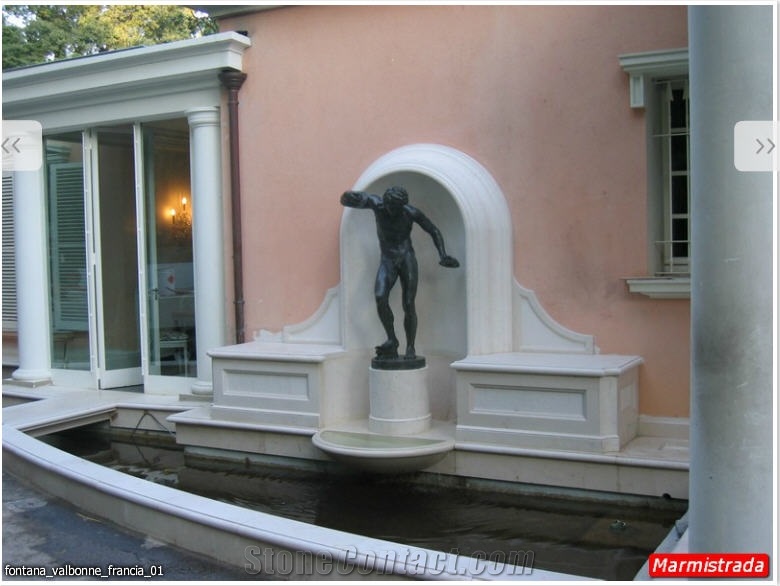 Bianco Avorio Limestone Carved Wall Fountain