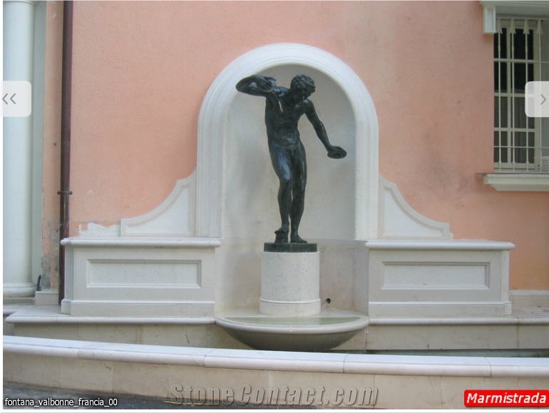 Bianco Avorio Limestone Carved Wall Fountain