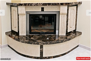 Dark Emperador Marble Fireplace
