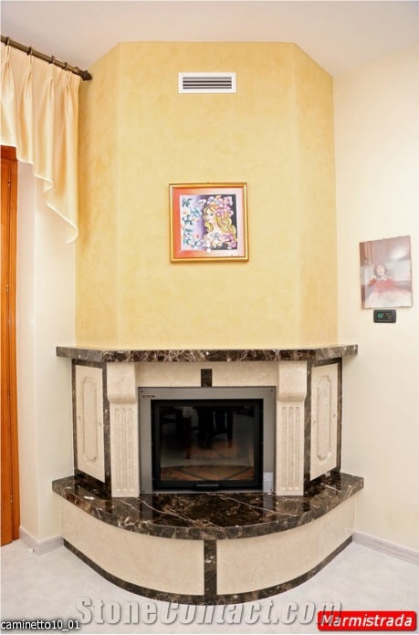 Dark Emperador Marble Fireplace