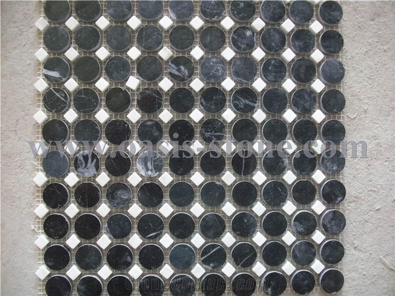 Circular Guangxi White Marble Mosaic