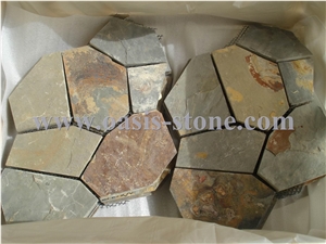 Rusty Brown,Multi Color Slate Pattern Meshed Flagstone Rusty Brown,Multi Color Slate Pattern Meshed Flagstone