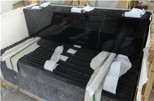Black Marquina,China Marquina,China Nero Marquina,Negro Bilbao,Black Markina,China Black Marble Stairs and Step, Treads&Riser, with Bullnose Edge