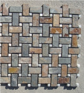 China Rust Slate Mosaic,Slate Mosaic,Multicolor Slate Mosaic