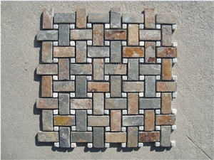 China Rust Slate Mosaic,Slate Mosaic,Multicolor Slate Mosaic