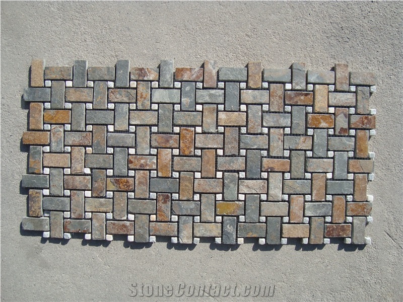 China Rust Slate Mosaic,Slate Mosaic,Multicolor Slate Mosaic