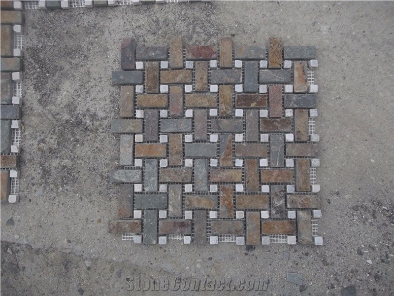 China Rust Slate Mosaic,Slate Mosaic,Multicolor Slate Mosaic