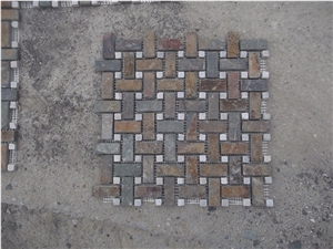China Rust Slate Mosaic,Slate Mosaic,Multicolor Slate Mosaic