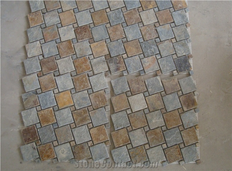 Multicolor Slate Mosaic,Rusty Slate Mosaic,Slate Mosaic